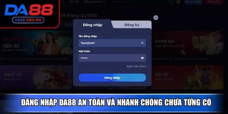 Đăng nhập DA88 an toàn và nhanh chóng chưa từng có
